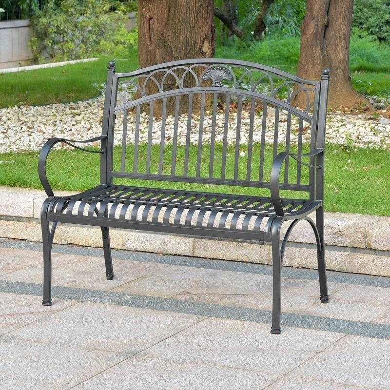 Antik Siyah Metal 2 Kişilik Kavisli Kollu Bahçe Bankı - 172045