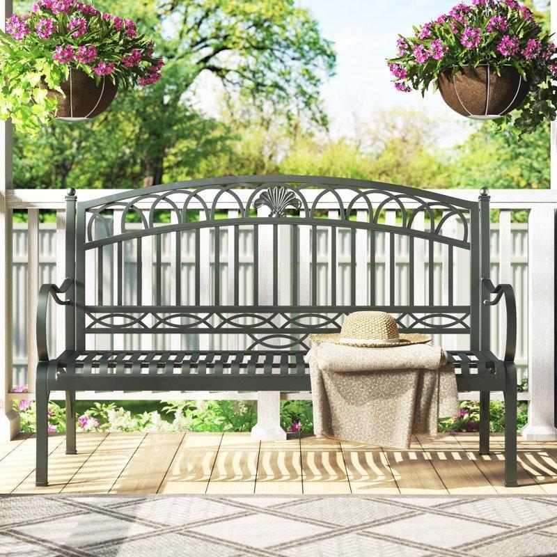 Antik Siyah Metal Kavisli Kollu 3 Kişilik Bahçe Bankı - 158 cm - 172189