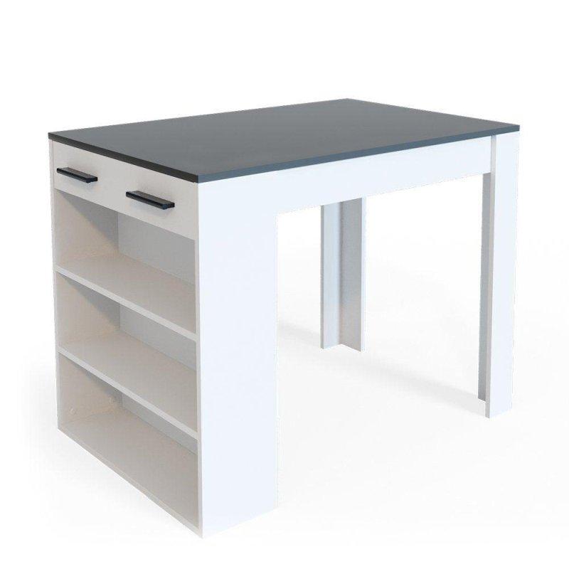 Antrasit Beyaz Suntalam Raflı Çekmeceli Bar Masası - 67x100 cm - 232660