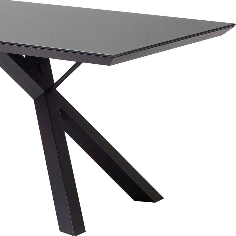 Antrasit Cam Tablalı Mat Siyah Metal Ayaklı Bohem Yemek Masası - 180x95 cm - 236439