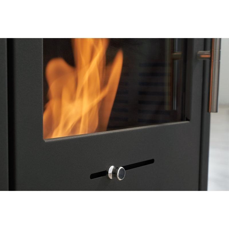 Antrasit Gri Metal Odunluk Bölmeli Açılı Borulu Solo Bioethanol Şömine - 102x43x30 cm - 189449