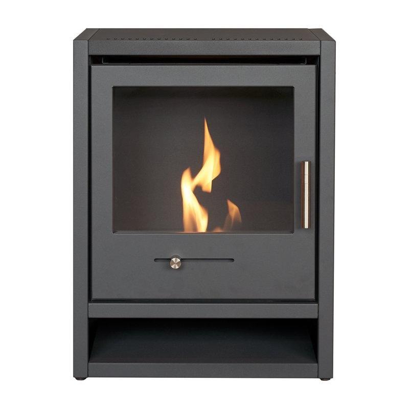 Antrasit Gri Metal Solo Cam Kapaklı Bioethanol Şömine - 57x43 cm - 188219