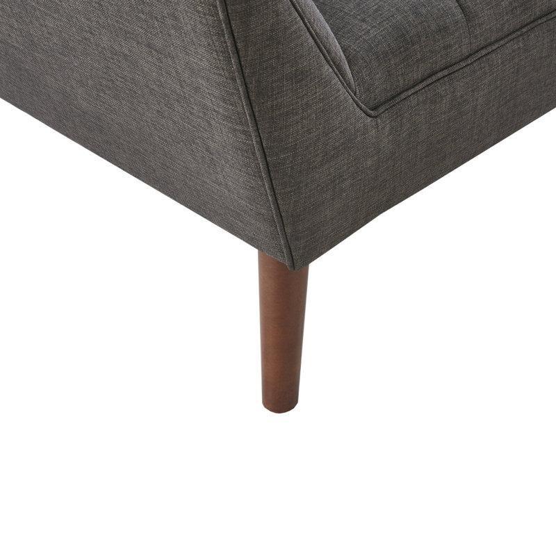 Antrasit Kapitoneli Masif Ahşap Ayaklı Geniş Tekli Koltuk 2li Set - 94 cm - 205284