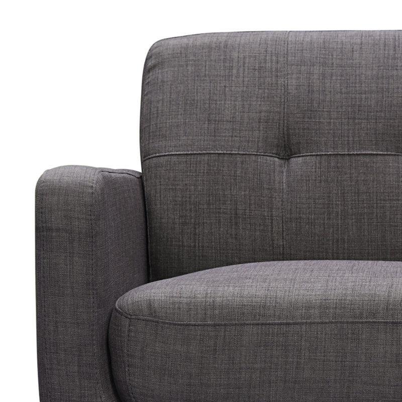 Antrasit Keten Masif Ahşap Kapitoneli İkili Koltuk - 161 cm - 205527