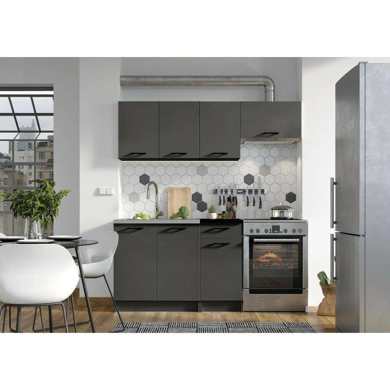 Antrasit Melamin Kaplama Çekmeceli Komple Mutfak Modeli - 180 cm - 186556