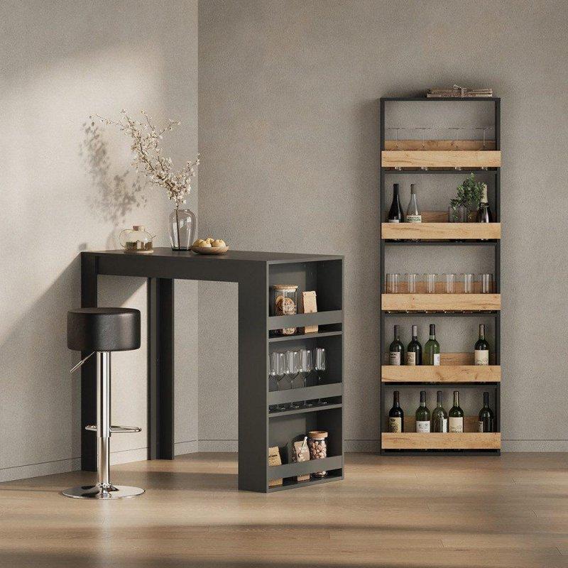 Antrasit Melamin Kaplama Modern Dikdörtgen Bar Masası - 117x57 cm - 232503