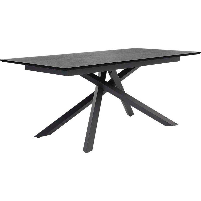 Antrasit Mermer Desenli Cam Tablalı Metal Ayaklı Dikdörtgen Bohem Yemek Masası - 180x90 cm - 236708
