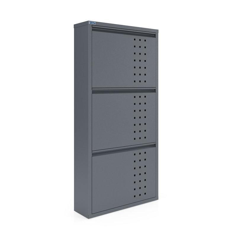 Antrasit Metal 3 Çekmeceli Duvara Monte Antibakteriyel Ayakkabılık - 50x15x103 cm - 230005