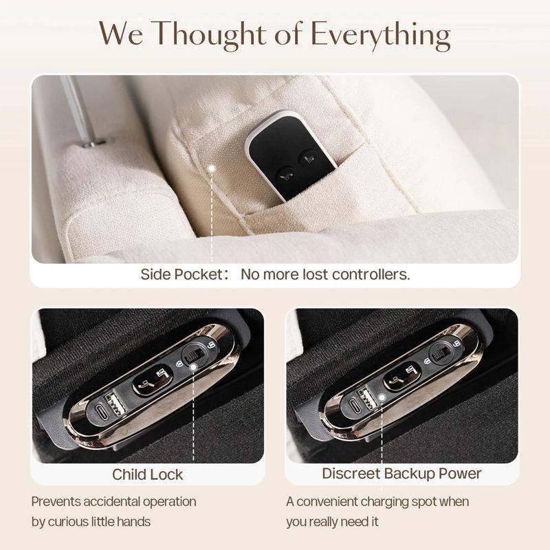 Antrasit Modüler Elektrikli Mekanizmalı USB Portlu İkili Koltuk - 208167