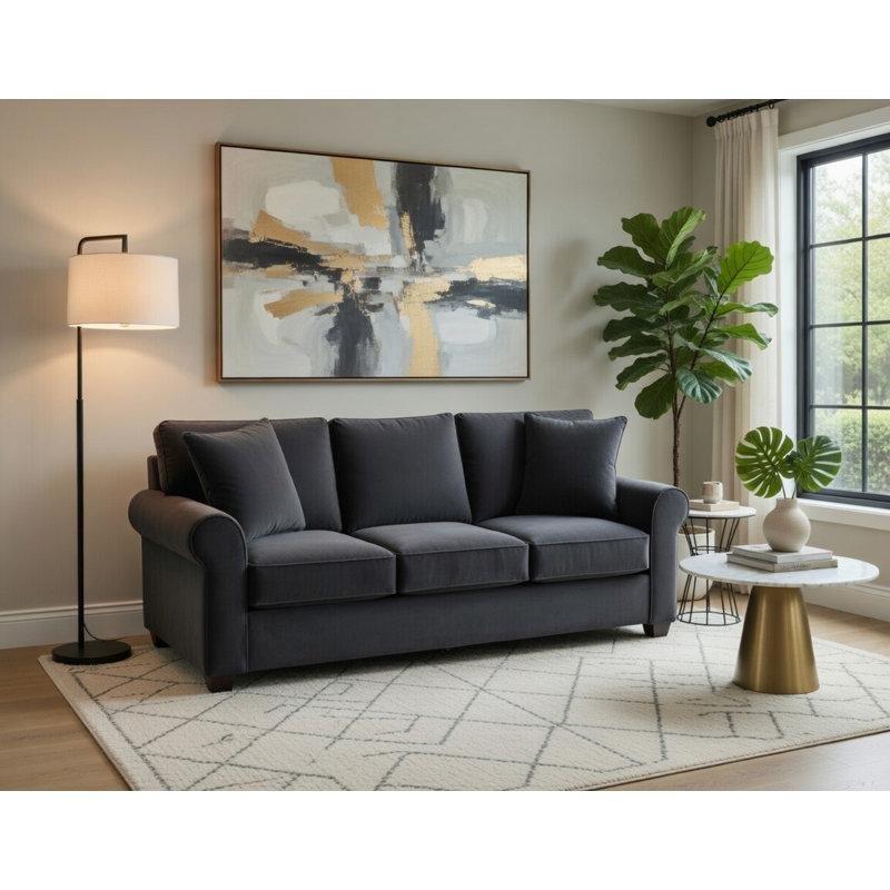 Antrasit Sunbrella® Kumaş Kıvrımlı Kollu 3 Kişilik Koltuk - 219 cm - 195400