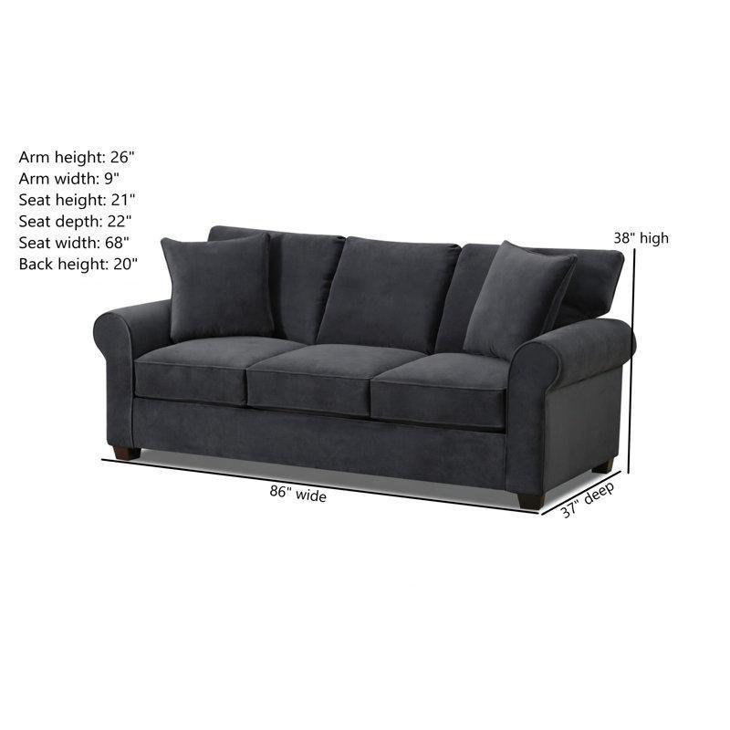 Antrasit Sunbrella® Kumaş Kıvrımlı Kollu 3 Kişilik Koltuk - 219 cm - 195400