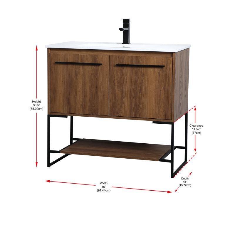 Antrasit ve Beyaz Reçine Tezgahlı Endüstriyel Ahşap Açık Raflı Banyo Lavabo Dolabı - 92 cm - 199421