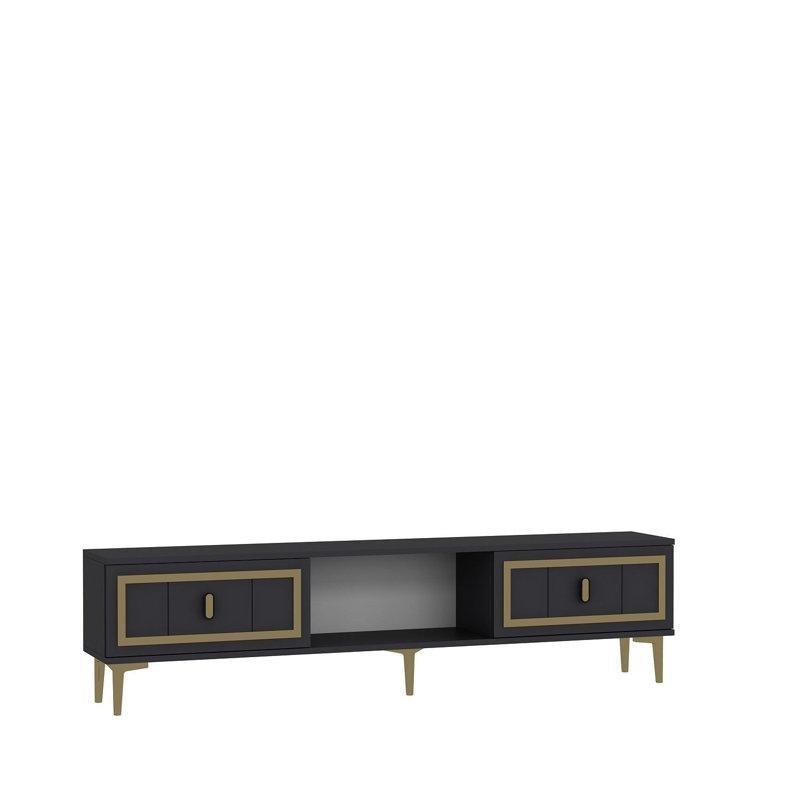 Antrasit ve Gold Rengi Ayaklı Duvara Monte Edilebilir TV Ünitesi - 150 cm - 220025