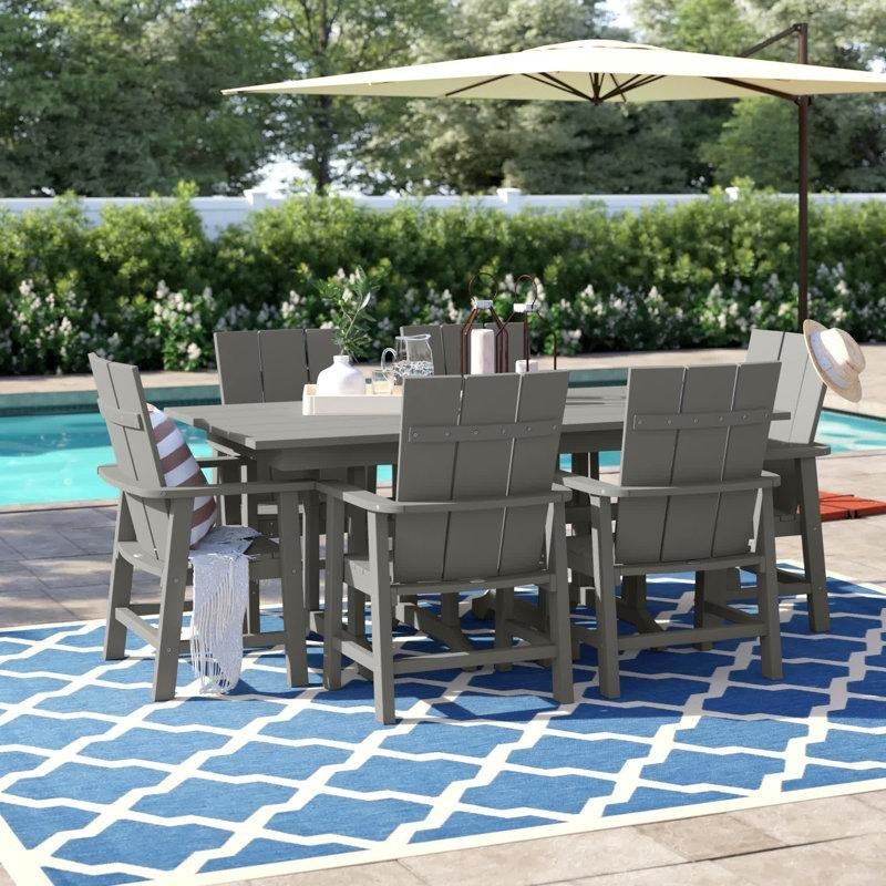 Arduvaz Grisi HDPE Reçine Şemsiye Delikli 6 Kişilik Modern Bahçe Masa Takımı - 183x94 cm - 215935