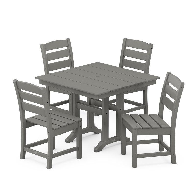 Arduvaz Grisi HDPE Trestle Ayaklı Şemsiye Delikli 4 Kişilik Bahçe Masa Takımı - 96x96 cm - 217043