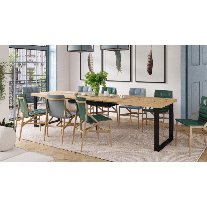 Artizan Meşe ve Mat Siyah Açılabilir Bohem Yemek Masası - 160-310 cm - 236407