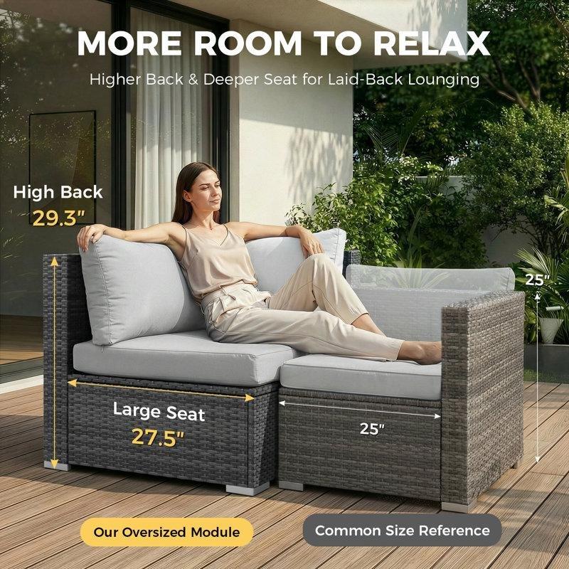 Ateş Çukurlu Modüler 9 Parça Rattan Bahçe Takımı - 211206