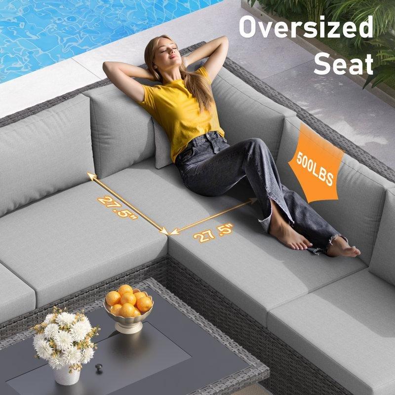 Ateş Çukurlu Modüler 9 Parça Rattan Bahçe Takımı - 211206