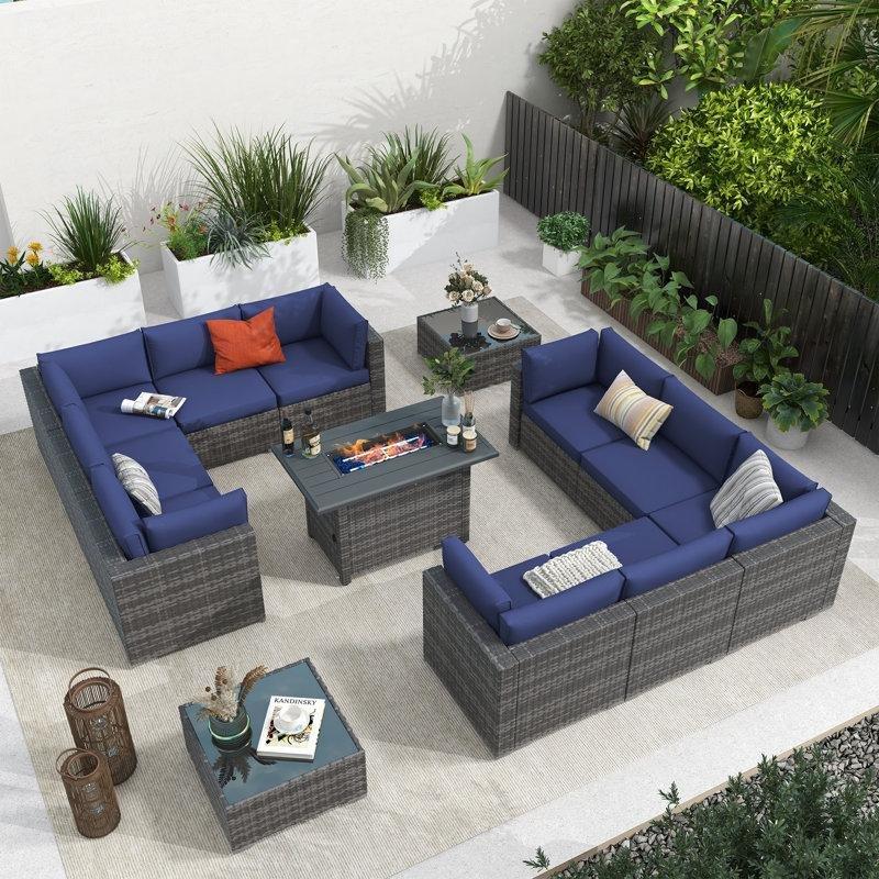 Ateş Çukurlu Modüler Rattan 10 Kişilik Bahçe Takımı - 212188