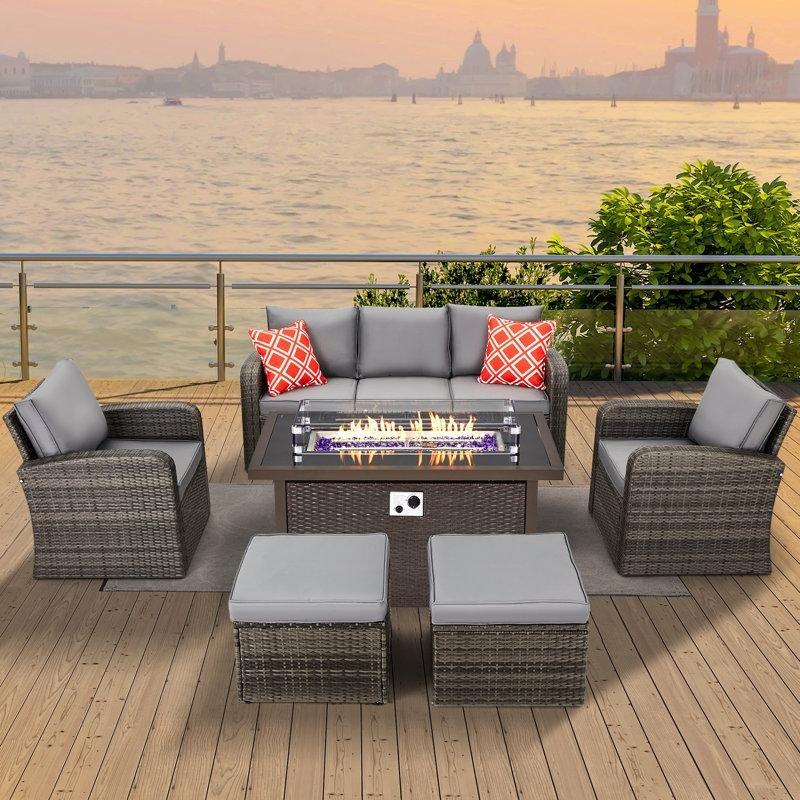 Ateş Çukurlu Rattan 7 Kişilik Bahçe Oturma Grubu - 212862