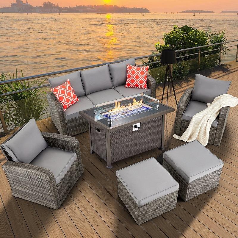 Ateş Çukurlu Rattan 7 Kişilik Bahçe Oturma Grubu - 212862