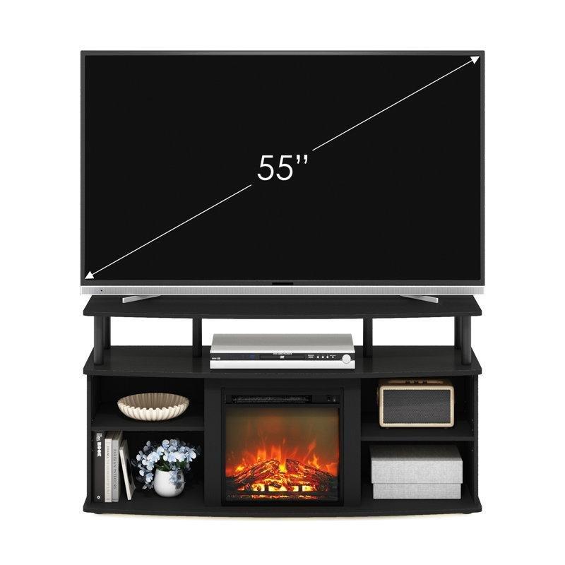 Ayarlanabilir Raflı Beyaz Şömineli TV Ünitesi - 120 cm - 220430