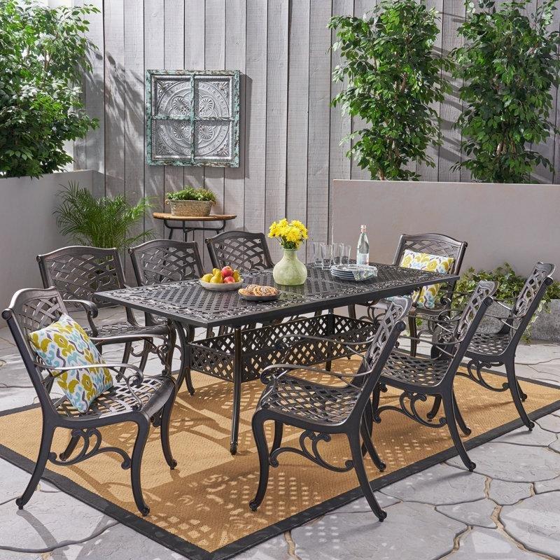 Bakır Metal Açılır 8 Kişilik Bahçe Masa Takımı - 206 cm - 213320