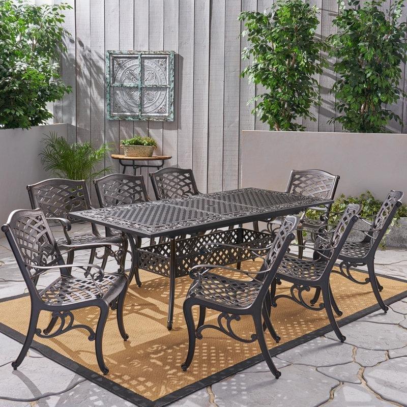 Bakır Metal Açılır 8 Kişilik Bahçe Masa Takımı - 206 cm - 213320