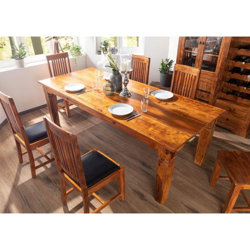 Bal Rengi Masif Akasya Ağacı Country Tarzı Bohem Yemek Masası - 200x100 cm - 236007