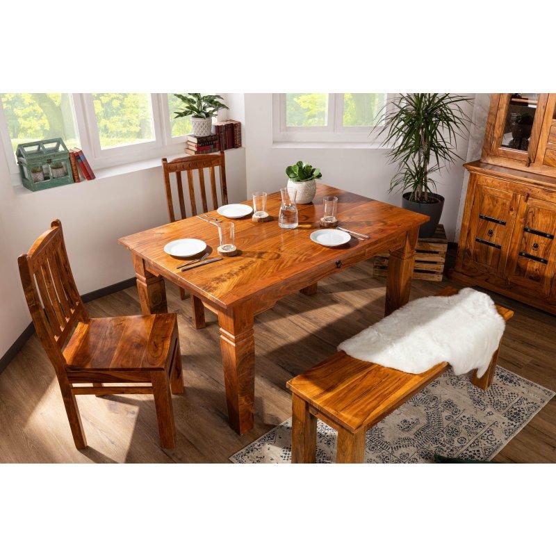 Bal Rengi Masif Akasya Ahşap Çekmeceli Bohem Yemek Masası - 180x90 cm - 235752