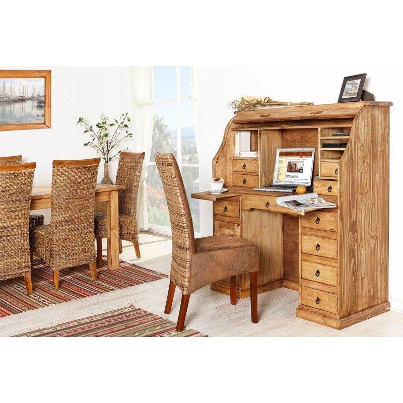 Bal Rengi Masif Çam 10 Çekmeceli Vintage Çalışma Masası - 130 cm - 235123