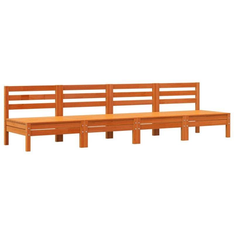Balmumu Kahverengi Masif Çam Ağacı Kolsuz 4lü Modüler Palet Koltuk Seti - 64x64 cm - 177528