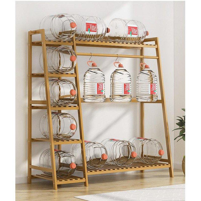 Bambu Çift Askılı Raflı Tekerlekli Ayaklı Askılık - 131 cm - 165451
