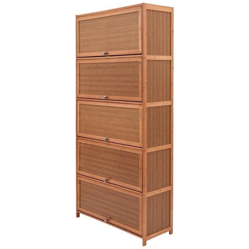 Bambu Düşer Kapaklı 10 Katlı Raflı Ayakkabılık - 81x33x173 cm - 229357