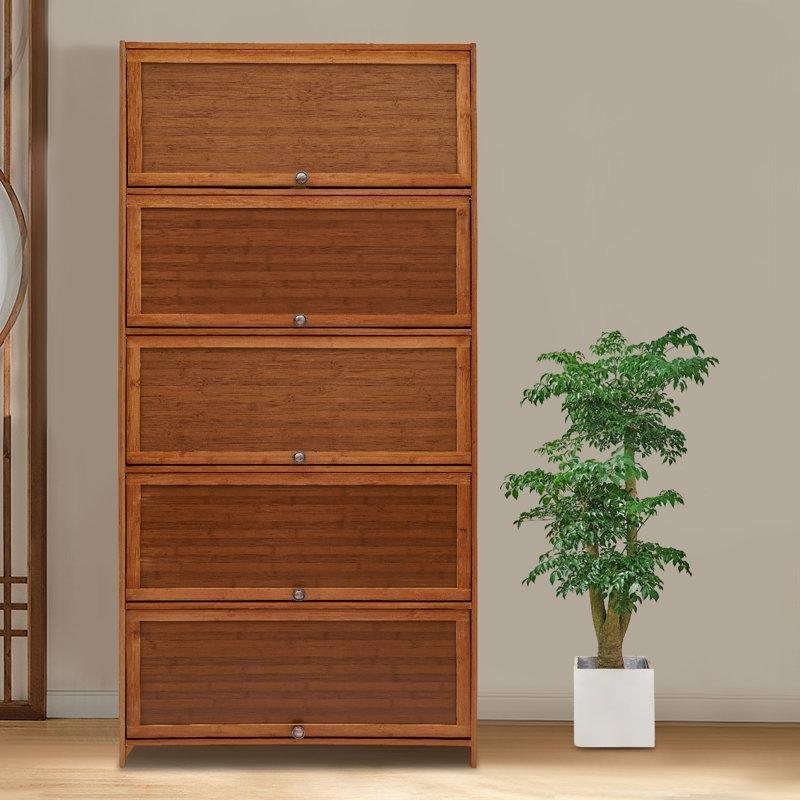 Bambu Düşer Kapaklı 10 Katlı Raflı Ayakkabılık - 81x33x173 cm - 229357