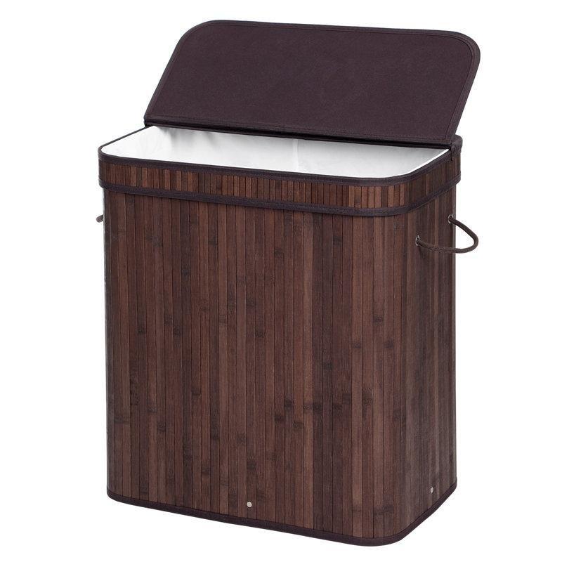 Bambu Kapaklı Katlanabilir Çamaşır Sepeti - 61x55 cm - 187893