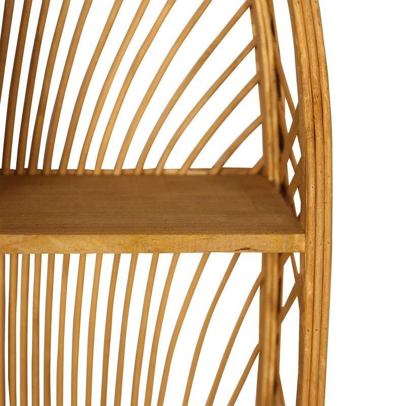 Bambu Örgü Kemerli Üç Katlı Duvar Rafı - 72x42 cm - 180100