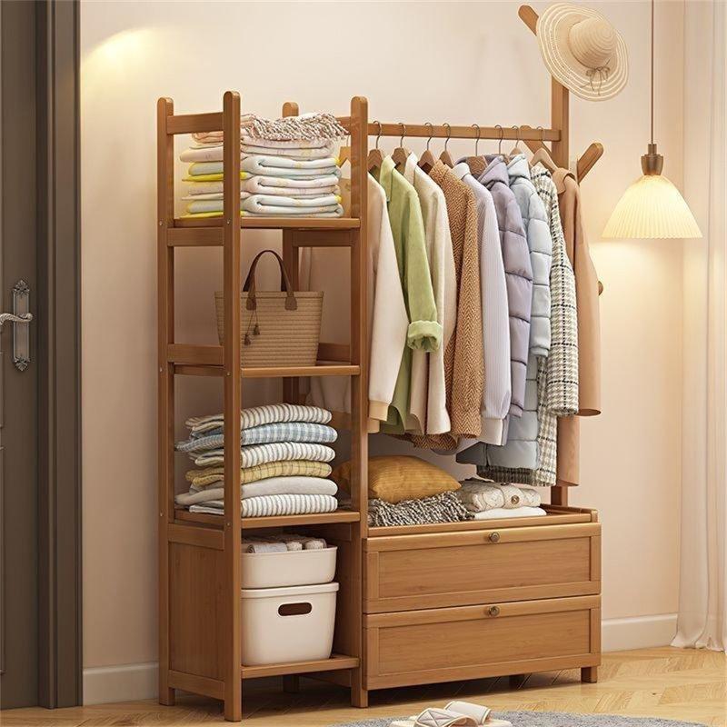 Bambu Raflı ve Kancalı Ayaklı Askılık - 165379