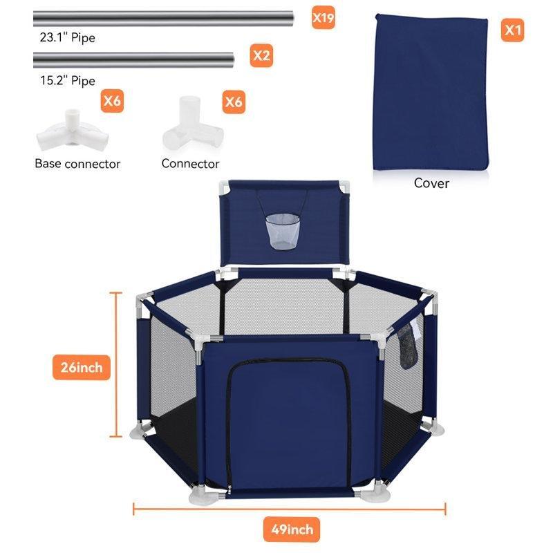Basketbol Potalı Taşınabilir Fermuarlı Bebek Oyun Alanı - 125x130 cm - 181471