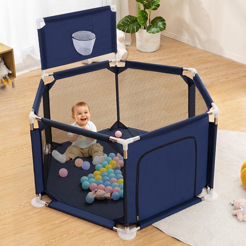 Basketbol Potalı Taşınabilir Fermuarlı Bebek Oyun Alanı - 125x130 cm - 181471