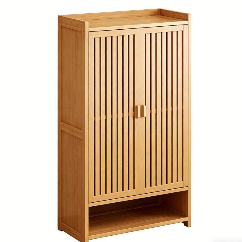 Bej Bambu 2 Kapaklı 7 Raflı Panjurlu Ayakkabılık - 59x31x91 cm - 229817