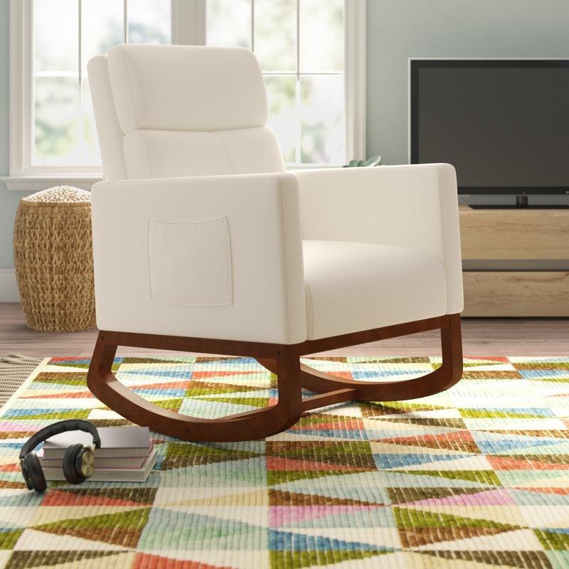 Bej Bukle Kumaş Cepli Masif Kauçuk Ağacı Sallanan Sandalye - 72x100 cm - 218046