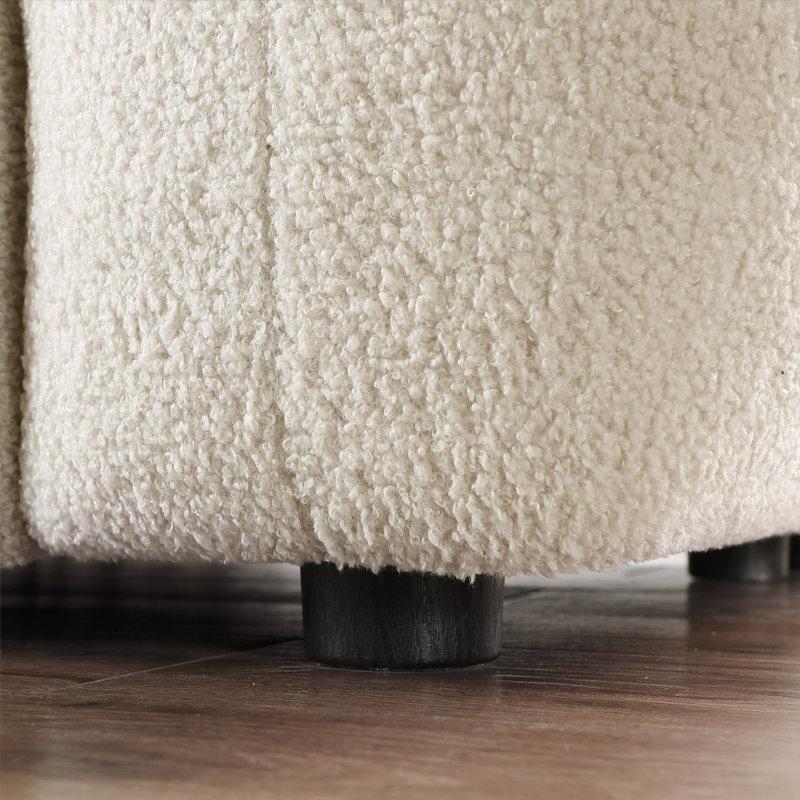 Bej Bukle Kumaş Kapitoneli İkili Koltuk - 165 cm - 196212