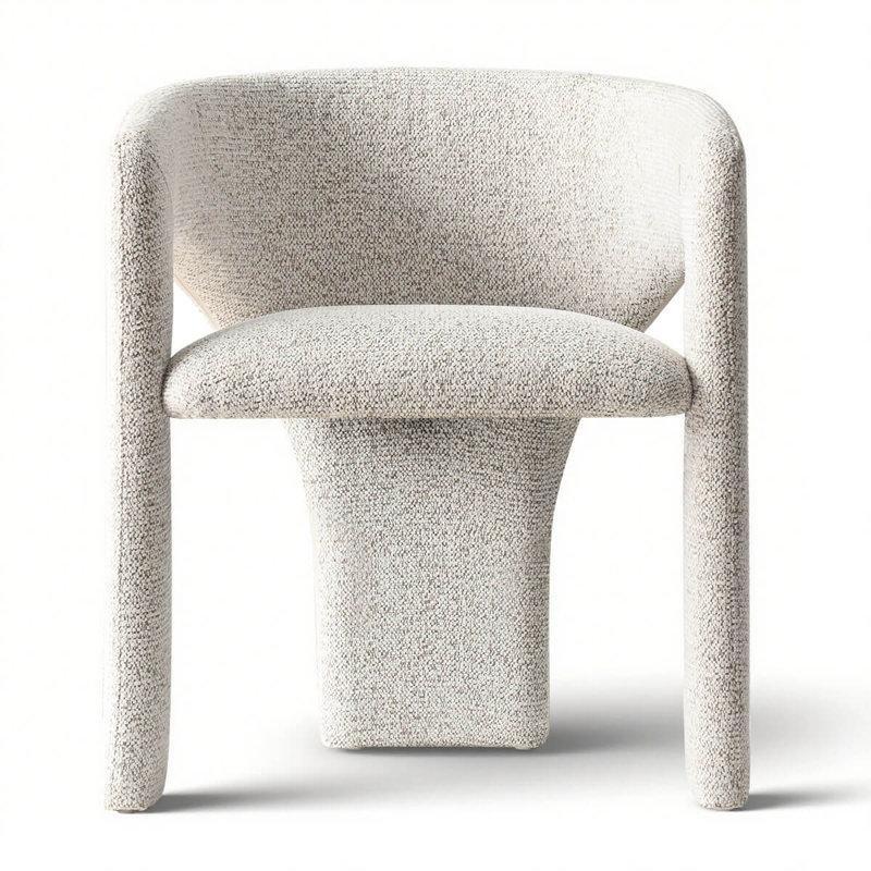 Bej Bukle Kumaş Sırtlı Modern Makyaj Masası Pufu - 233598