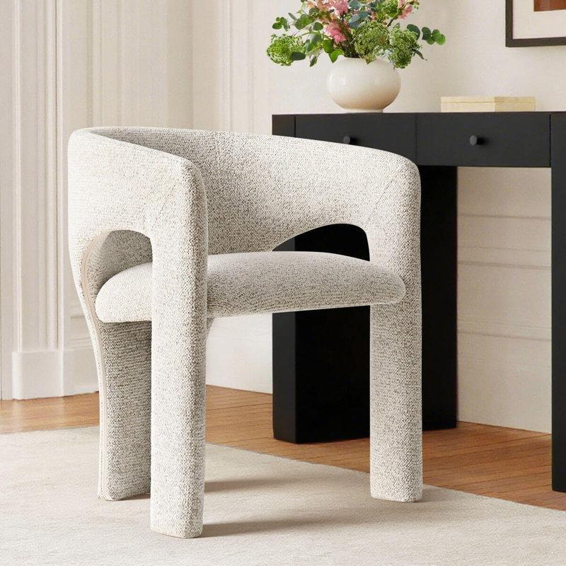 Bej Bukle Kumaş Sırtlı Modern Makyaj Masası Pufu - 233598