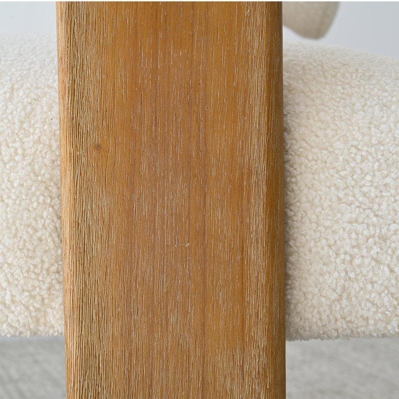 Bej Bukle Kumaş Yuvarlak Kolçaklı İkili Koltuk - 138 cm - 207004