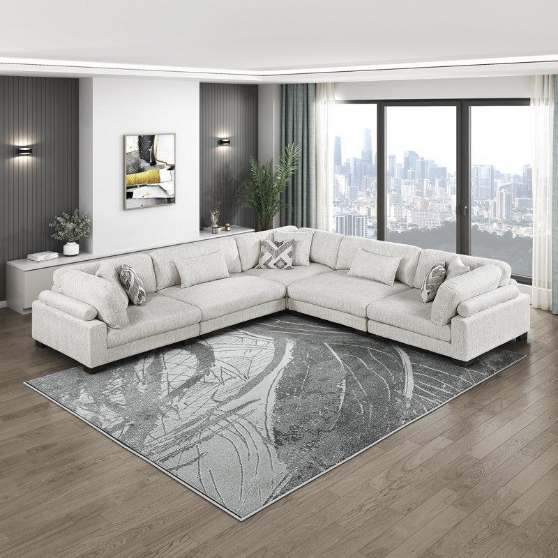 Bej Fitilli Kadife 5 Parça Modüler Köşe Koltuk Takımı - 194341