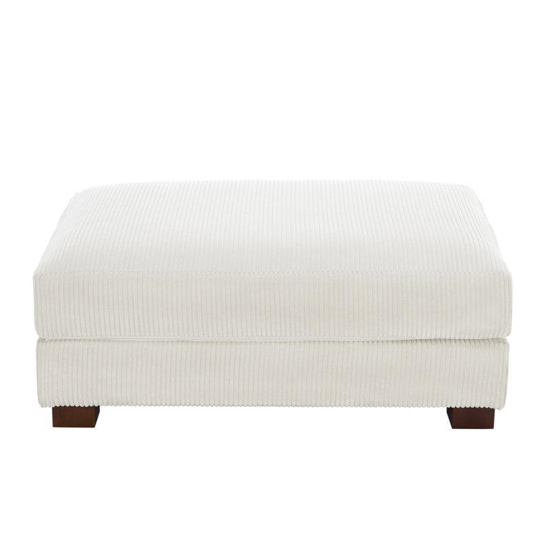 Bej Fitilli Kadife Kumaş Masif Ahşap Ayaklı Dikdörtgen Puf - 109x86 cm - 165352