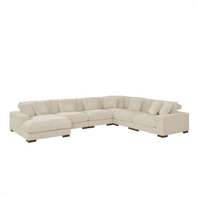 Bej Fitilli Kadife Modüler Sağ U Köşe Koltuk Takımı - 193687