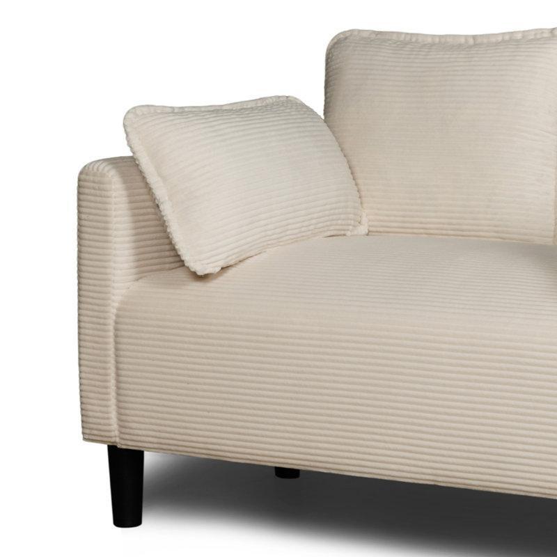 Bej Fitilli Kadife Yan Cepli İkili Koltuk - 122 cm - 206066